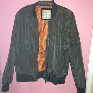 Army Green & Orange Bomber Jacket